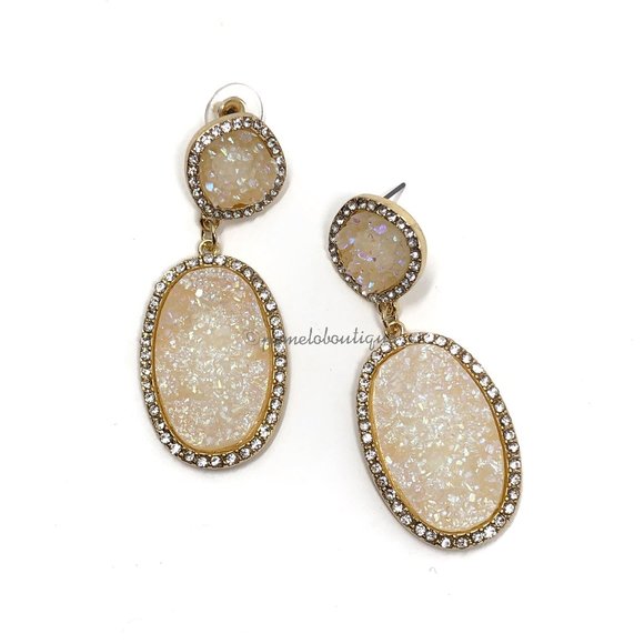 Anthropologie Crystal Druzy Quartz Earrings - Picture 2 of 3
